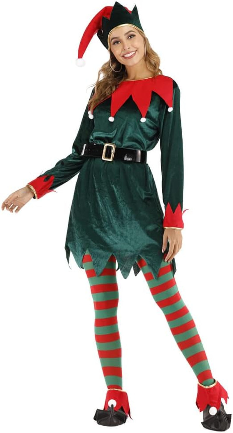 Adult Deluxe Unisex Elf Costume - Santa Cosplay Suit for Christmas Celebrations and Parties