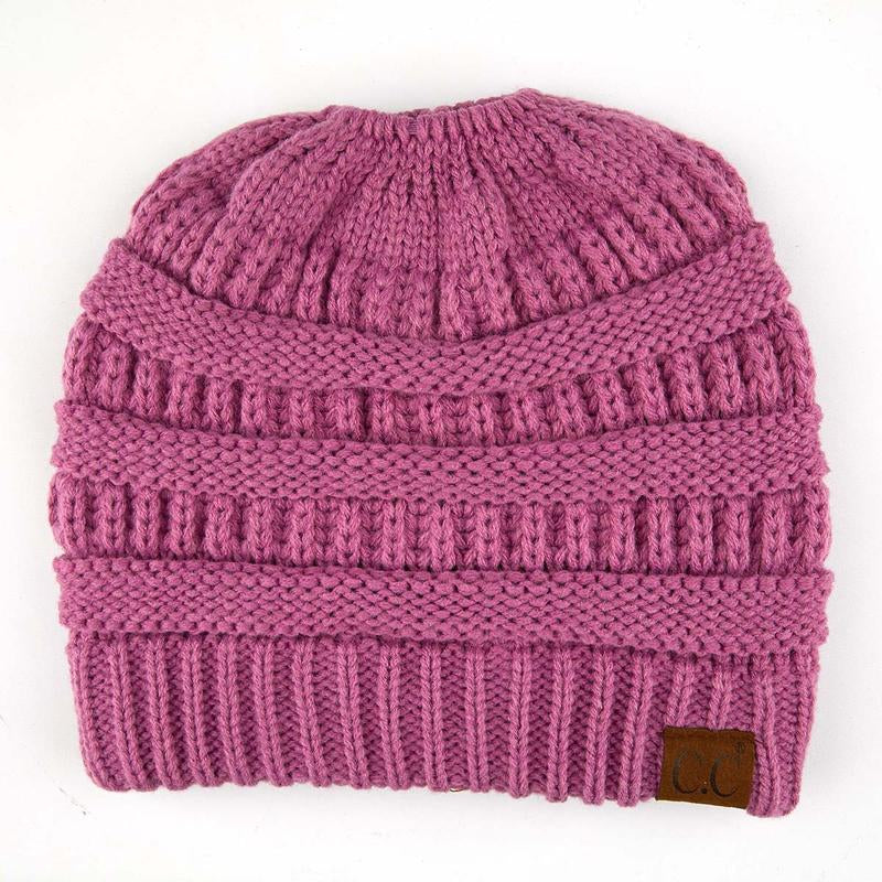 C.C Women’S Ponytail Beanie Tail Hat – Chic & Cozy Knit Winter Hat with High Ponytail Opening, Fashionable Warm Headwear for Fall & Winter